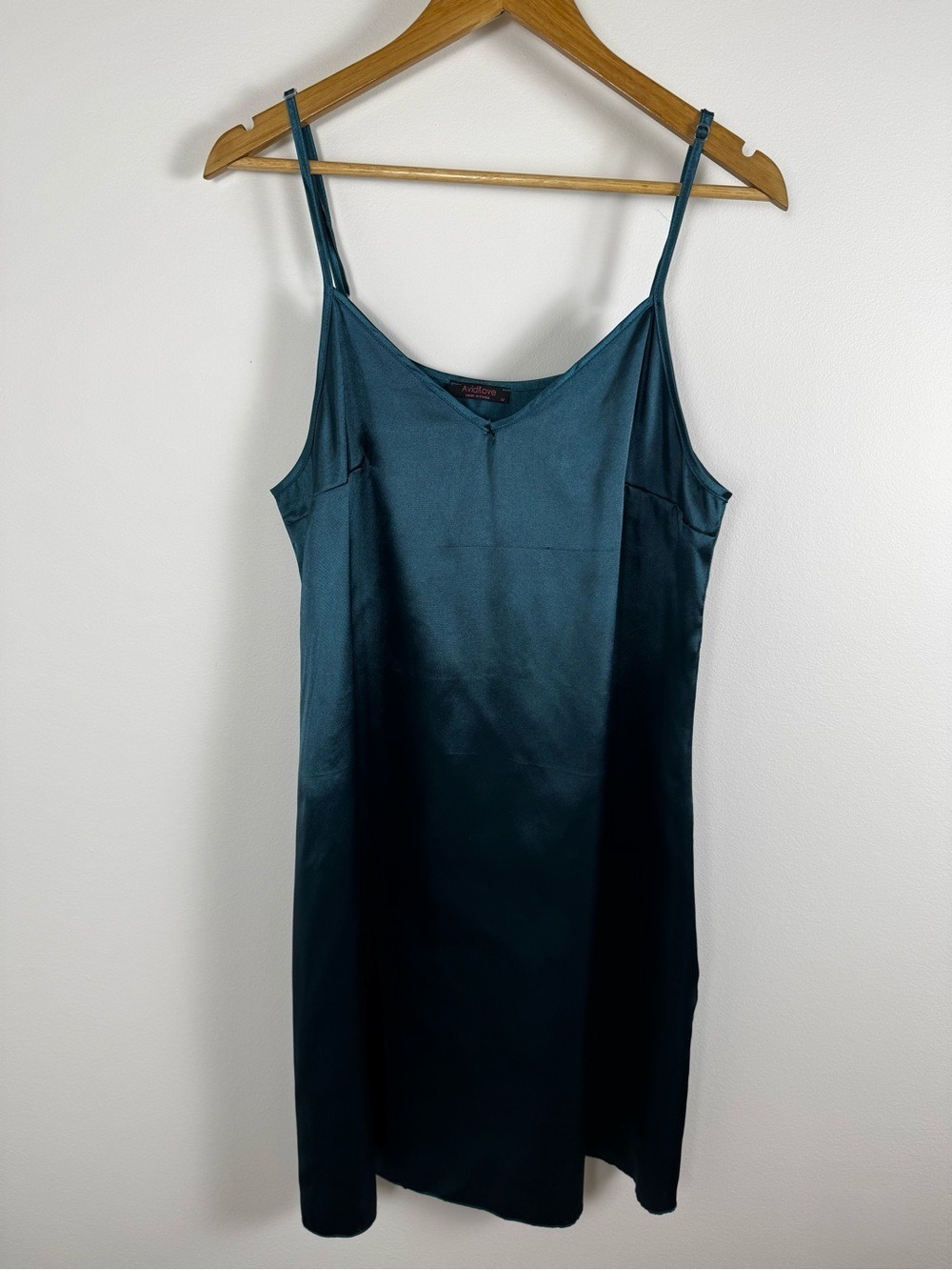 Teal Satin Slip Dress Minimal 90s – Avidlove